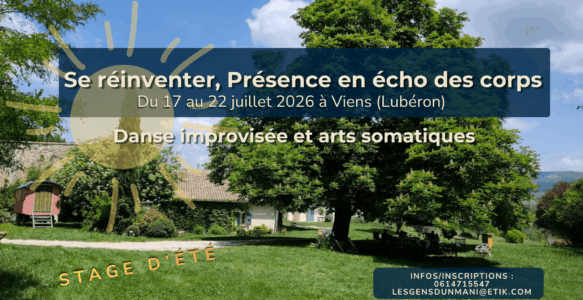Stage d&rsquo;été Danse Improvisation & Arts Somatiques 2026